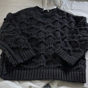 Zara Black Textured Knit Sweater